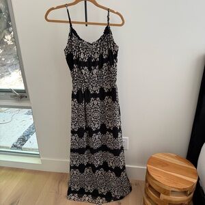 Banana Republic Black and Cream Floral Maxi Dress